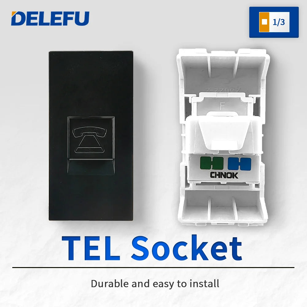 DELEFU Brazil Italian Chile Mexico Standard Free Combination Function USB Type C Key DIY Switch Socket 4*2 Black 4*4 Fast Charge