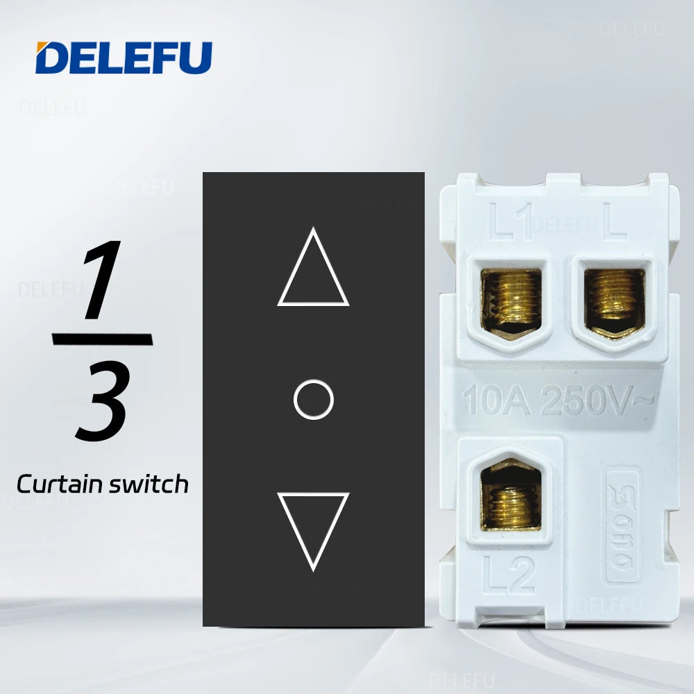DELEFU Brazil Italian Chile Mexico Standard Free Combination Function USB Type C Key DIY Switch Socket 4*2 Black 4*4 Fast Charge