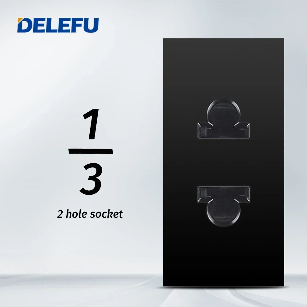 DELEFU Brazil Italian Chile Mexico Standard Free Combination Function USB Type C Key DIY Switch Socket 4*2 Black 4*4 Fast Charge