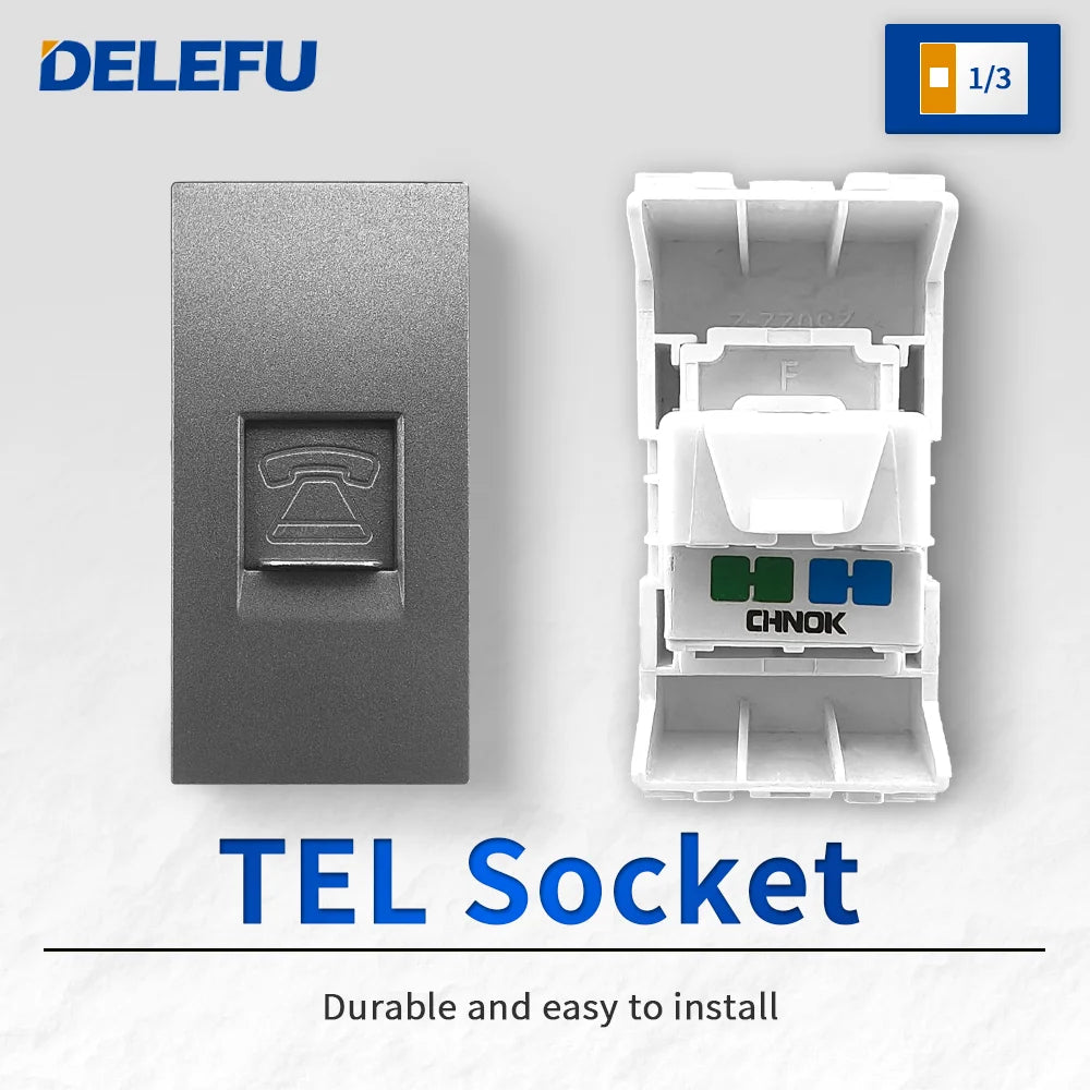 DELEFU Brazil Italian Chile Mexico Standard Free Combination Function USB Type C Key DIY Switch Socket 4*2 Gray 4*4 Fast Charge