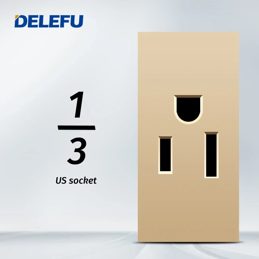 DELEFU Brazil Italian Chile Mexico Standard Free Combination Function USB Type C Key DIY Switch Socket 4*2 Gold 4*4 Fast Charge