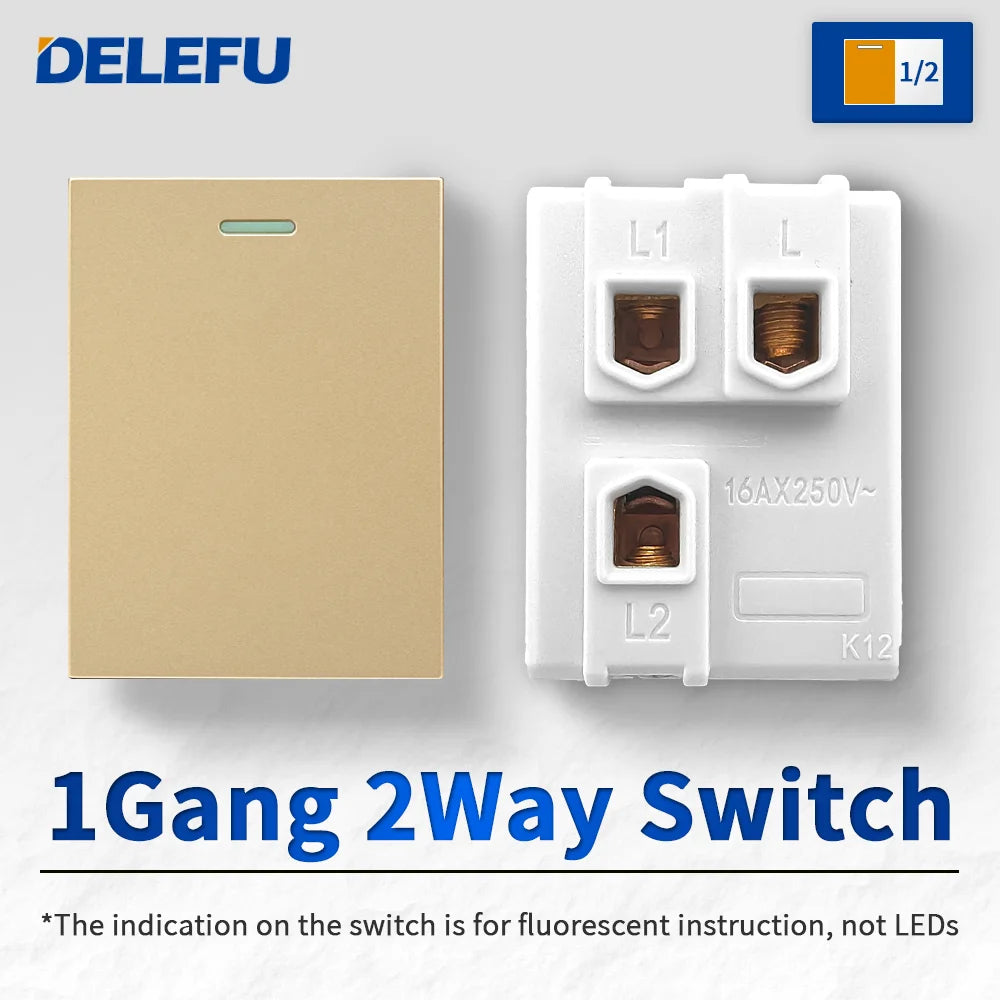 DELEFU Brazil Italian Chile Mexico Standard Free Combination Function USB Type C Key DIY Switch Socket 4*2 Gold 4*4 Fast Charge