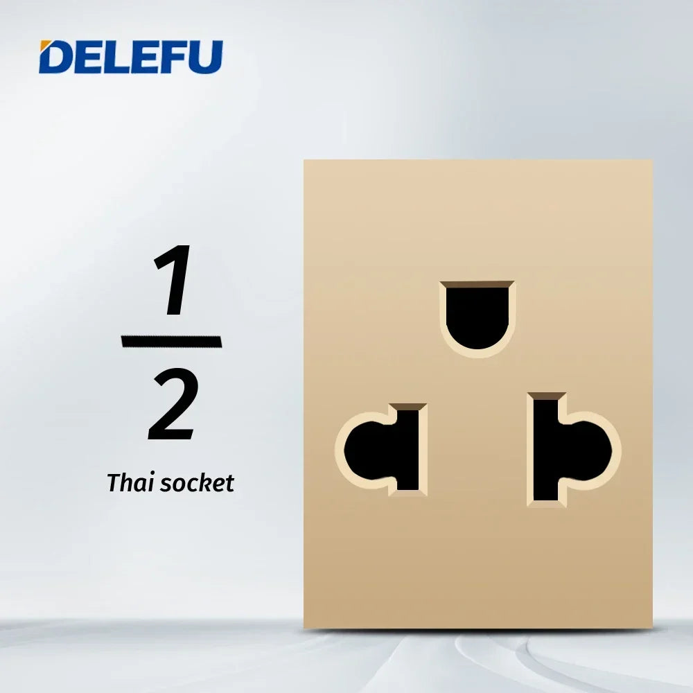 DELEFU Brazil Italian Chile Mexico Standard Free Combination Function USB Type C Key DIY Switch Socket 4*2 Gold 4*4 Fast Charge