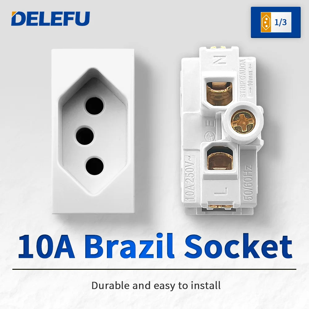 DELEFU Brazil Italian Chile Mexico Standard Free Combination Function USB Type C Key DIY Switch Socket 4*2 White 4*4 Fast Charge