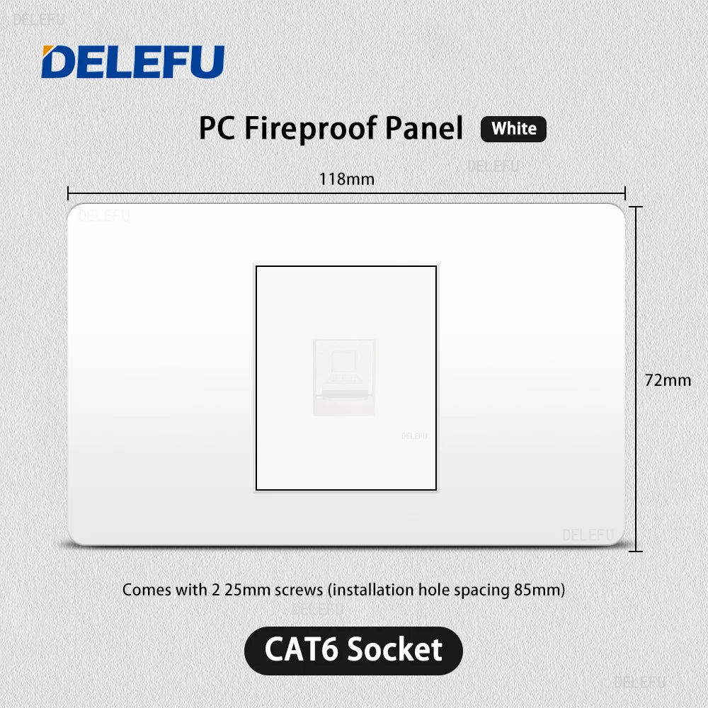 DELEFU White PC Panel Brazil Standard Outlet with Double USB Type C Wall Power Socket Smart Switch Tuya Wifi 10A 20A 118x72mm