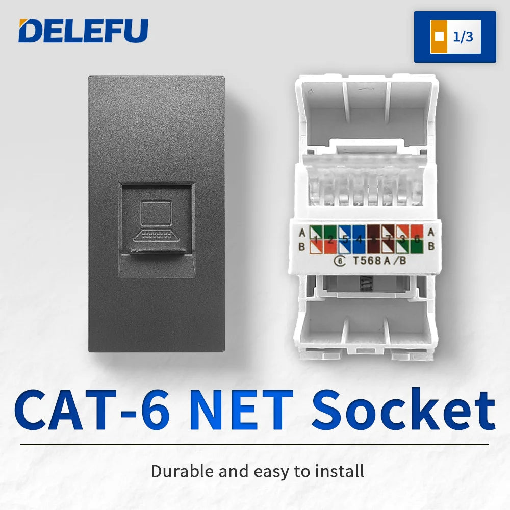 DELEFU Brazil Italian Chile Mexico Standard Free Combination Function USB Type C Key DIY Switch Socket 4*2 Gray 4*4 Fast Charge
