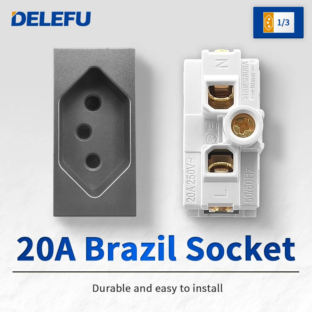 DELEFU Brazil Italian Chile Mexico Standard Free Combination Function USB Type C Key DIY Switch Socket 4*2 Gray 4*4 Fast Charge