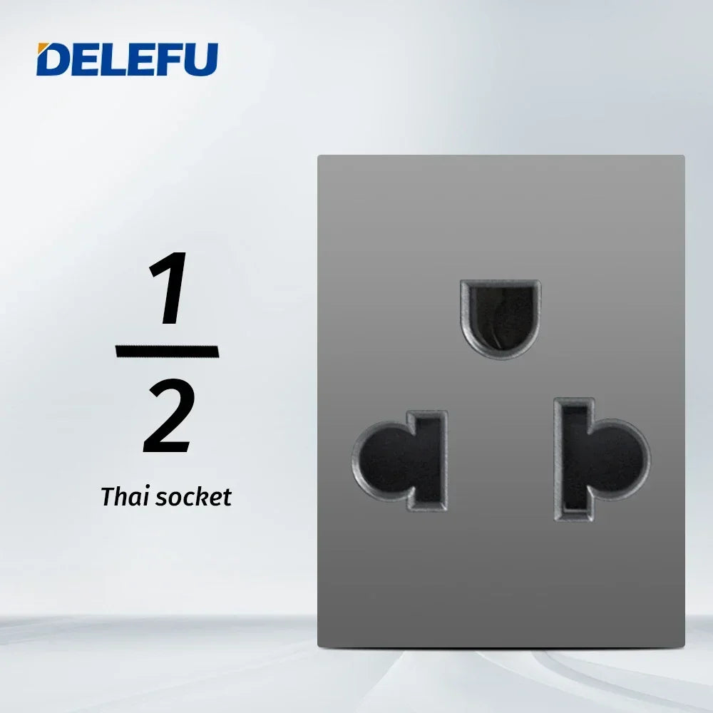 DELEFU Brazil Italian Chile Mexico Standard Free Combination Function USB Type C Key DIY Switch Socket 4*2 Gray 4*4 Fast Charge