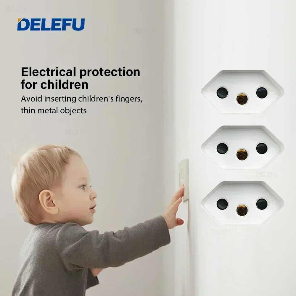 DELEFU PC Panel Fireproof Double USB Type C Charge Brazil Standard Outlet Gold Wall Power Light Switch Electrical Plug 10A 20A