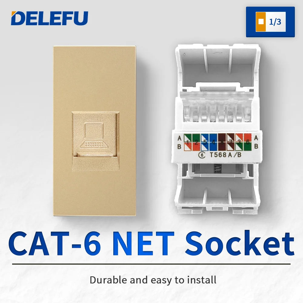 DELEFU Brazil Italian Chile Mexico Standard Free Combination Function USB Type C Key DIY Switch Socket 4*2 Gold 4*4 Fast Charge