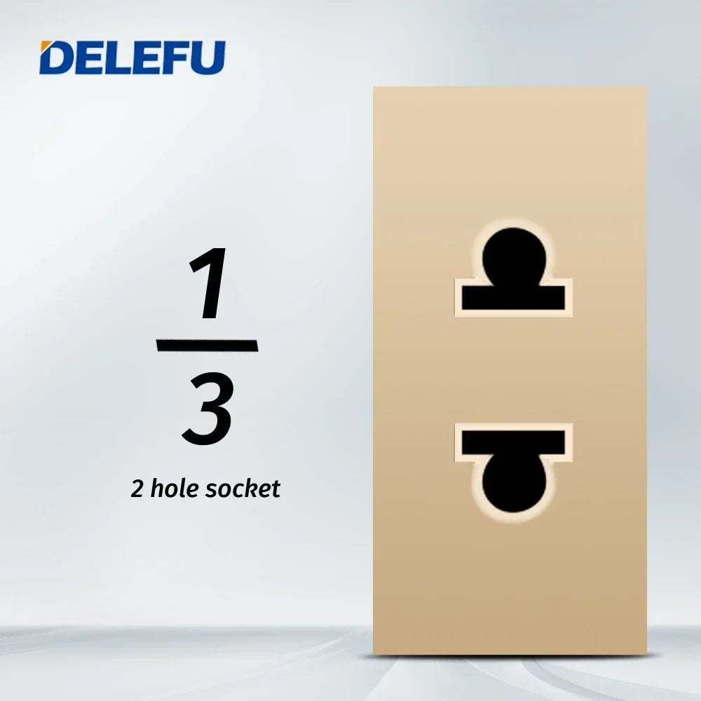 DELEFU Brazil Italian Chile Mexico Standard Free Combination Function USB Type C Key DIY Switch Socket 4*2 Gold 4*4 Fast Charge