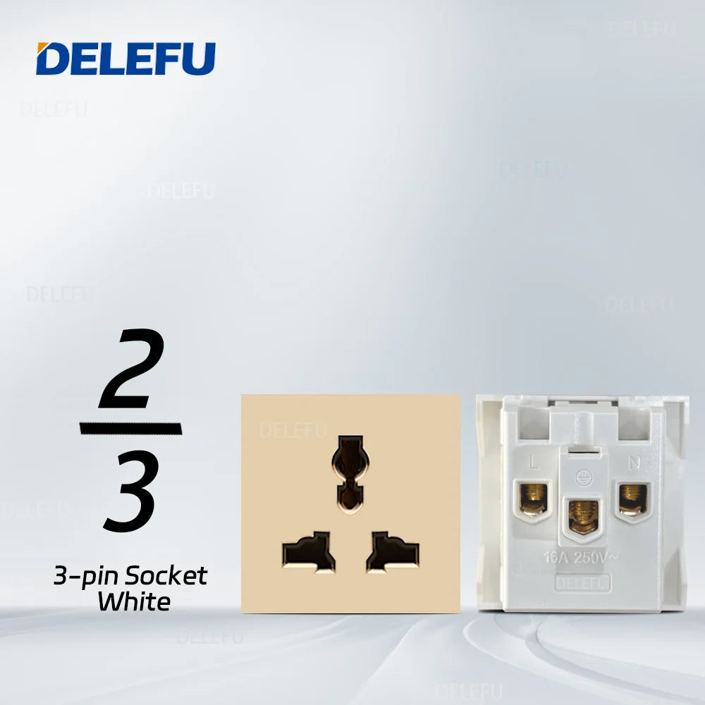 DELEFU Brazil Italian Chile Mexico Standard Free Combination Function USB Type C Key DIY Switch Socket 4*2 Gold 4*4 Fast Charge