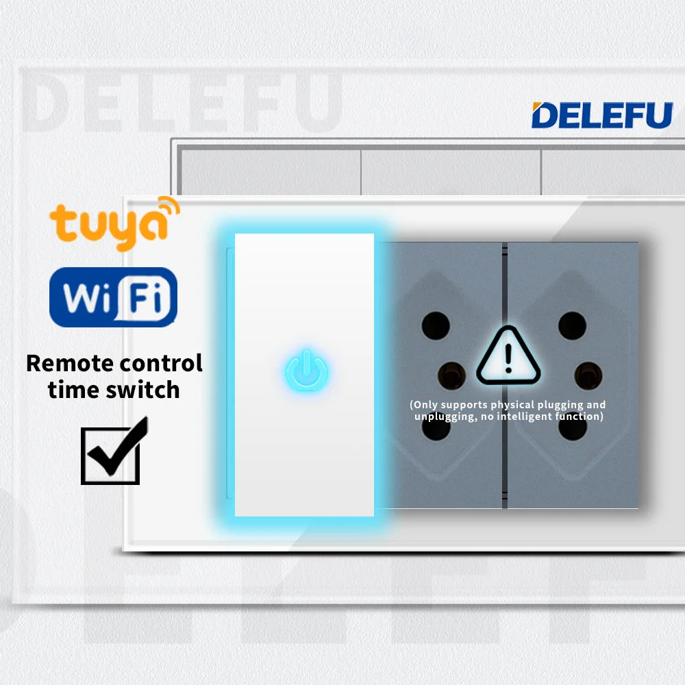 DELEFU Grey PC Panel Brazil Standard Outlet Double USB Type C Wall Power Socket Light Switch Home Office Electrical Plug 10A 20A