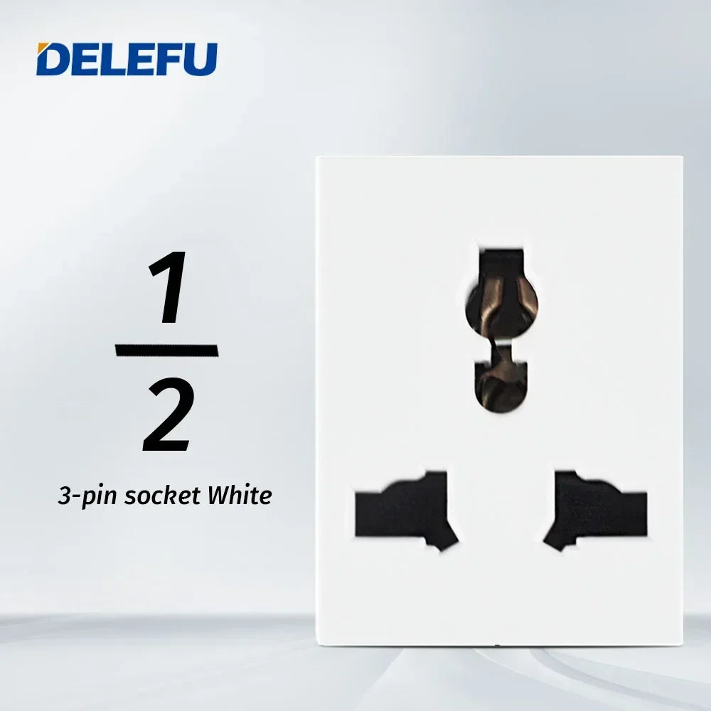 DELEFU Brazil Italian Chile Mexico Standard Free Combination Function USB Type C Key DIY Switch Socket 4*2 White 4*4 Fast Charge