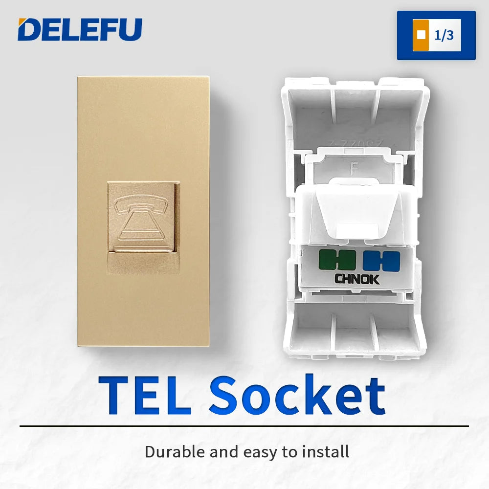 DELEFU Brazil Italian Chile Mexico Standard Free Combination Function USB Type C Key DIY Switch Socket 4*2 Gold 4*4 Fast Charge