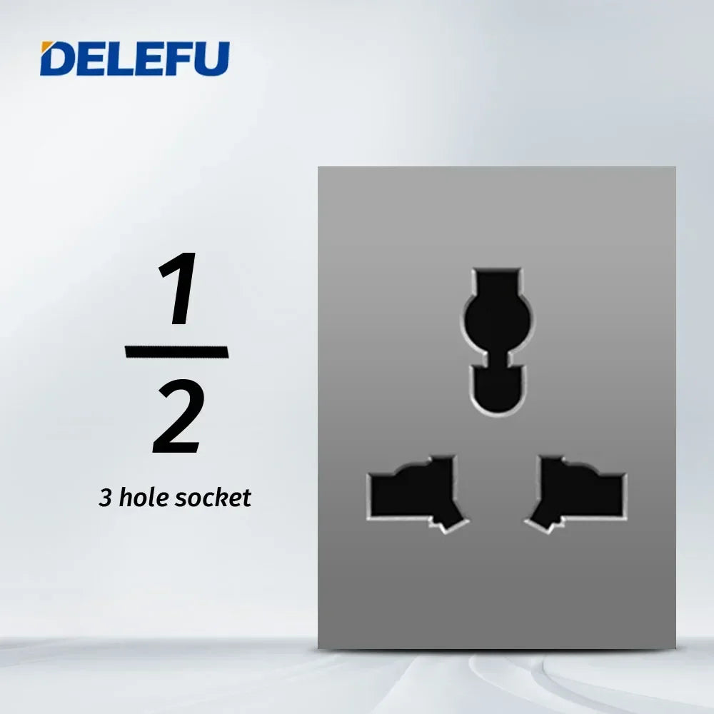 DELEFU Brazil Italian Chile Mexico Standard Free Combination Function USB Type C Key DIY Switch Socket 4*2 Gray 4*4 Fast Charge