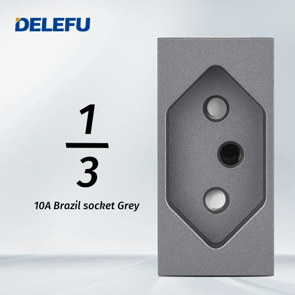 DELEFU Brazil Italian Chile Mexico Standard Free Combination Function USB Type C Key DIY Switch Socket 4*2 Gray 4*4 Fast Charge