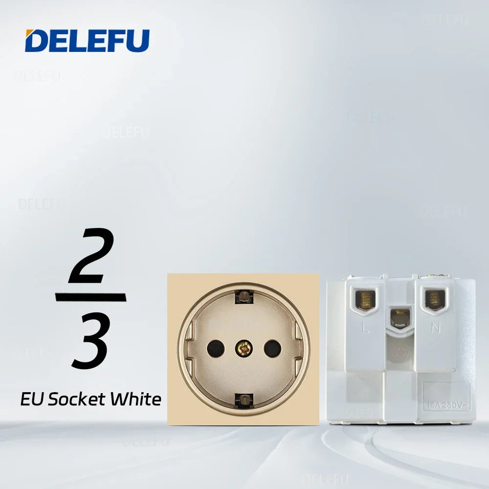 DELEFU Brazil Italian Chile Mexico Standard Free Combination Function USB Type C Key DIY Switch Socket 4*2 Gold 4*4 Fast Charge