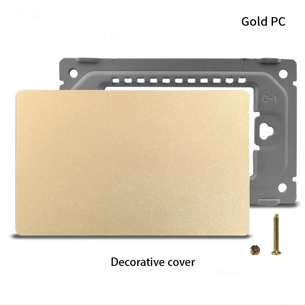 DELEFU PC Panel Fireproof Double USB Type C Charge Brazil Standard Outlet Gold Wall Power Light Switch Electrical Plug 10A 20A