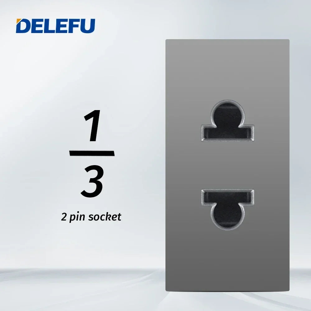 DELEFU Brazil Italian Chile Mexico Standard Free Combination Function USB Type C Key DIY Switch Socket 4*2 Gray 4*4 Fast Charge