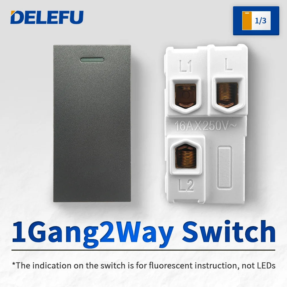 DELEFU Brazil Italian Chile Mexico Standard Free Combination Function USB Type C Key DIY Switch Socket 4*2 Gray 4*4 Fast Charge