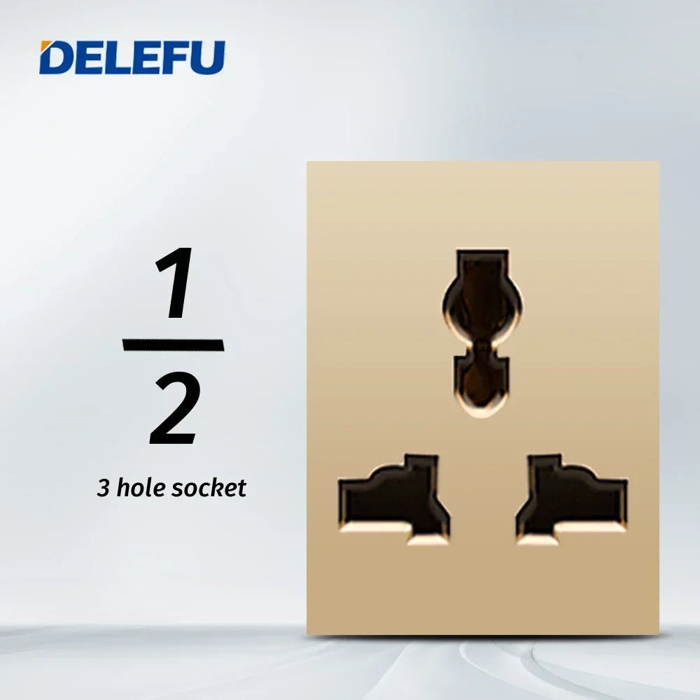 DELEFU Brazil Italian Chile Mexico Standard Free Combination Function USB Type C Key DIY Switch Socket 4*2 Gold 4*4 Fast Charge