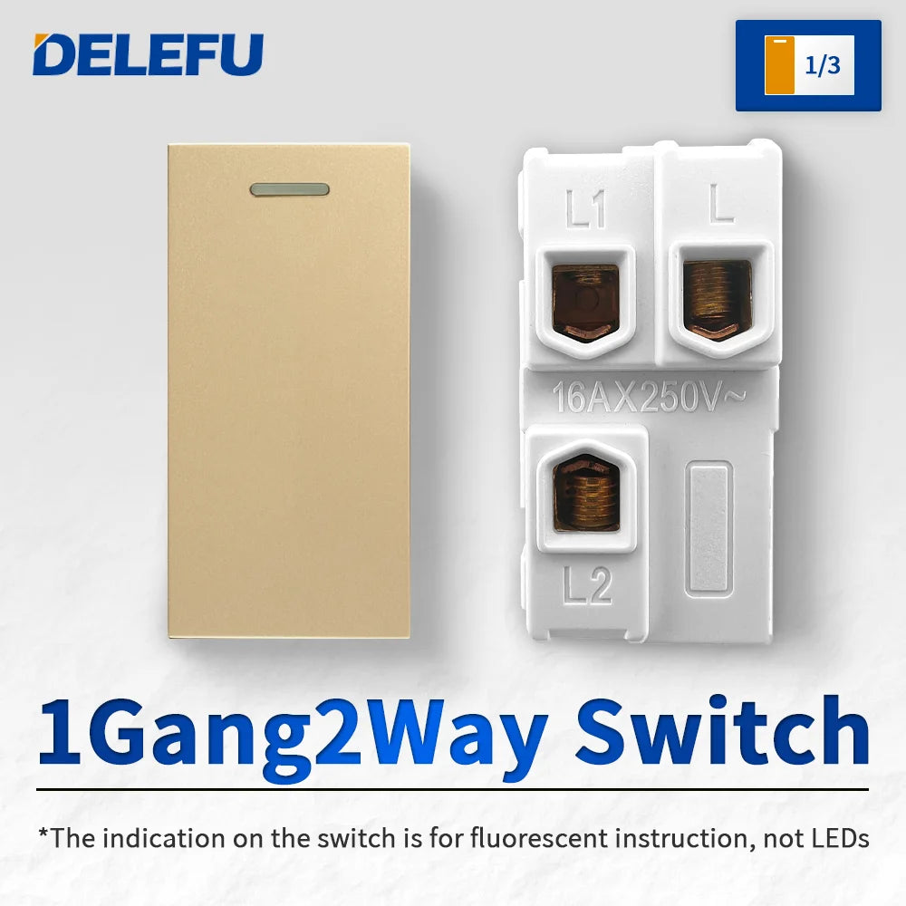 DELEFU Brazil Italian Chile Mexico Standard Free Combination Function USB Type C Key DIY Switch Socket 4*2 Gold 4*4 Fast Charge