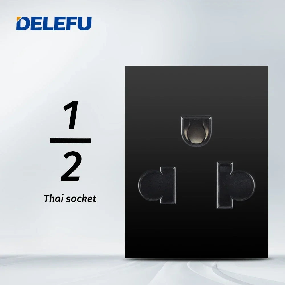 DELEFU Brazil Italian Chile Mexico Standard Free Combination Function USB Type C Key DIY Switch Socket 4*2 Black 4*4 Fast Charge