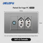 DELEFU À Prova De Fogo PC Brasil Soquete Padrão Duplo USB Tipo-c Interruptor 4 * 2 Cinza 10A 20A