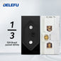 DELEFU Brasil 10A 20A Padrão Combinação Livre Preto 118mm * 72mm DIY Switch CAT6 Computador TV Telefone Satélite Tomada de Parede