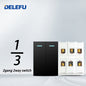 DELEFU Brasil 10A 20A Padrão Combinação Livre Preto 118mm * 72mm DIY Switch CAT6 Computador TV Telefone Satélite Tomada de Parede