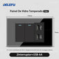 DELEFU 4*2 Preto Temperado Vidro Brasileiro Soquete Padrão Duplo Usb Tipo C Parede Soquete Interruptor 10A 20A