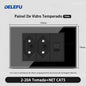 DELEFU 4*2 Preto Temperado Vidro Brasileiro Soquete Padrão Duplo Usb Tipo C Parede Soquete Interruptor 10A 20A
