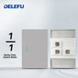 DELEFU Brasil 10A 20A Padrão Combinação Livre Cinza 118mm * 72mm DIY Switch CAT6 Computador TV Telefone Satélite Tomada de Parede