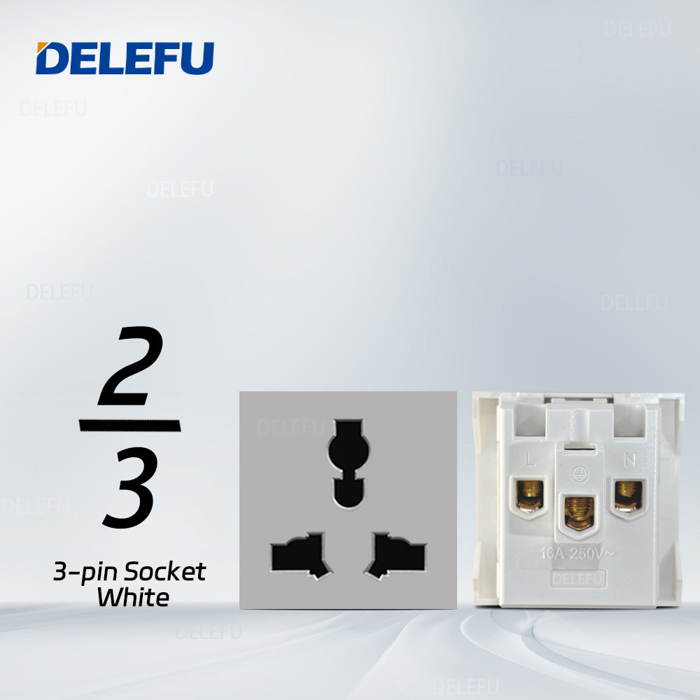 DELEFU Brasil 10A 20A Padrão Combinação Livre Cinza 118mm * 72mm DIY Switch CAT6 Computador TV Telefone Satélite Tomada de Parede
