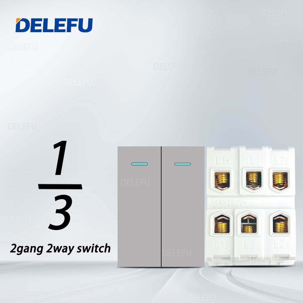 DELEFU Brasil 10A 20A Padrão Combinação Livre Cinza 118mm * 72mm DIY Switch CAT6 Computador TV Telefone Satélite Tomada de Parede