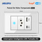 DELEFU 4*2 Branco Temperado Vidro Brasil Soquete Padrão Duplo Usb Tipo C Parede Soquete Interruptor 10A 20A