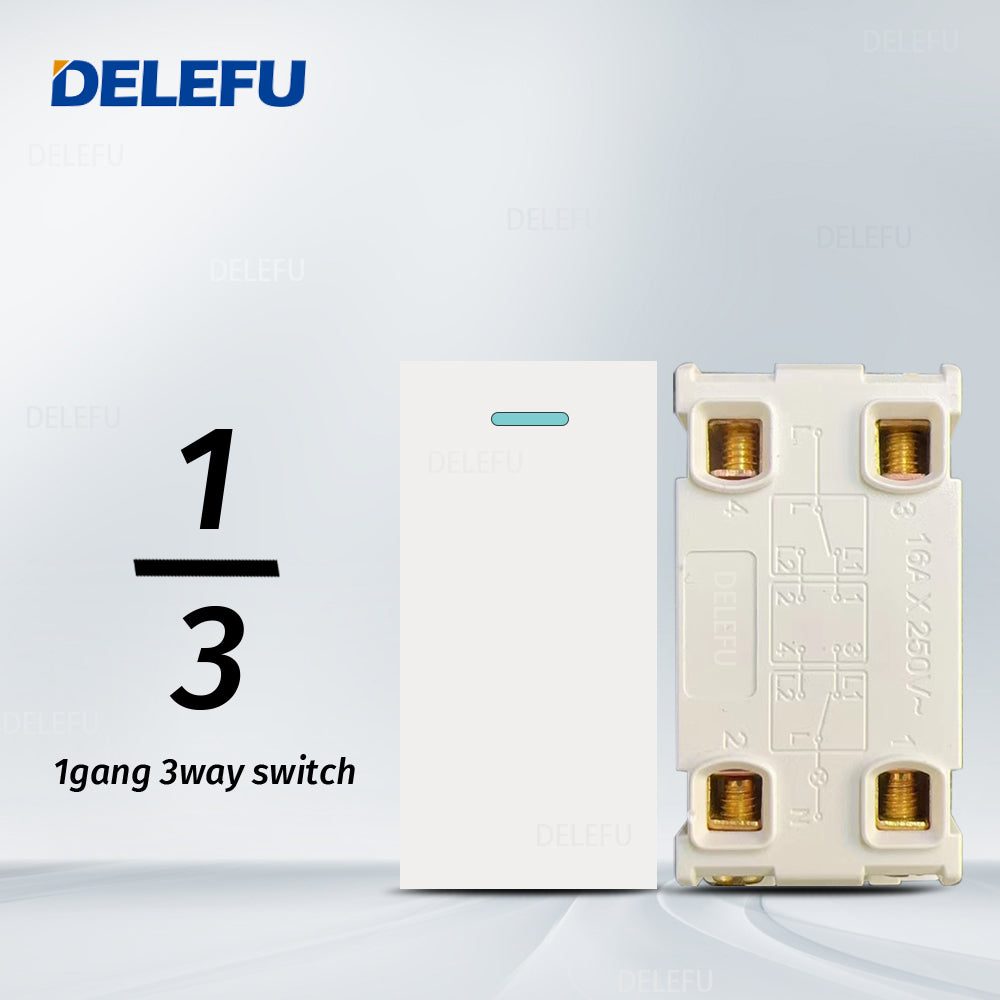 DELEFU Brasil 10A 20A Padrão Combinação Livre Branco 118mm * 72mm DIY Switch CAT6 Computador TV Telefone Satélite Tomada de Parede
