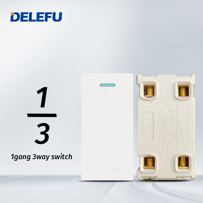 DELEFU Brasil 10A 20A Padrão Combinação Livre Branco 118mm * 72mm DIY Switch CAT6 Computador TV Telefone Satélite Tomada de Parede