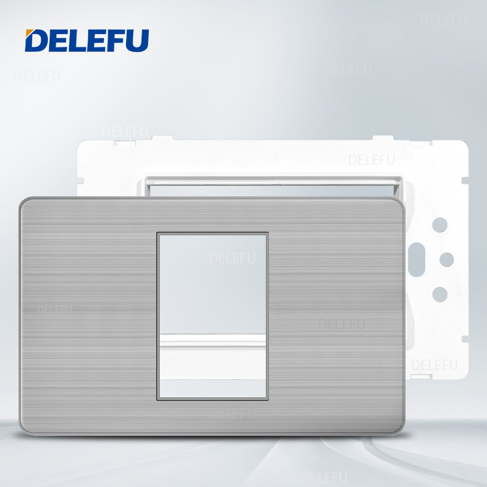 DELEFU Brasil 10A 20A Padrão Combinação Livre Cinza 118mm * 72mm DIY Switch CAT6 Computador TV Telefone Satélite Tomada de Parede