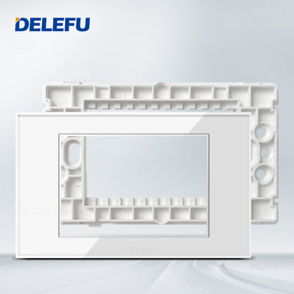 DELEFU Brasil 10A 20A Padrão Combinação Livre Branco 118mm * 72mm DIY Switch CAT6 Computador TV Telefone Satélite Tomada de Parede