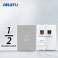DELEFU Brasil 10A 20A Padrão Combinação Livre Cinza 118mm * 72mm DIY Switch CAT6 Computador TV Telefone Satélite Tomada de Parede