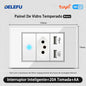 DELEFU 4*2 Branco Temperado Vidro Brasil Soquete Padrão Duplo Usb Tipo C Parede Soquete Interruptor 10A 20A