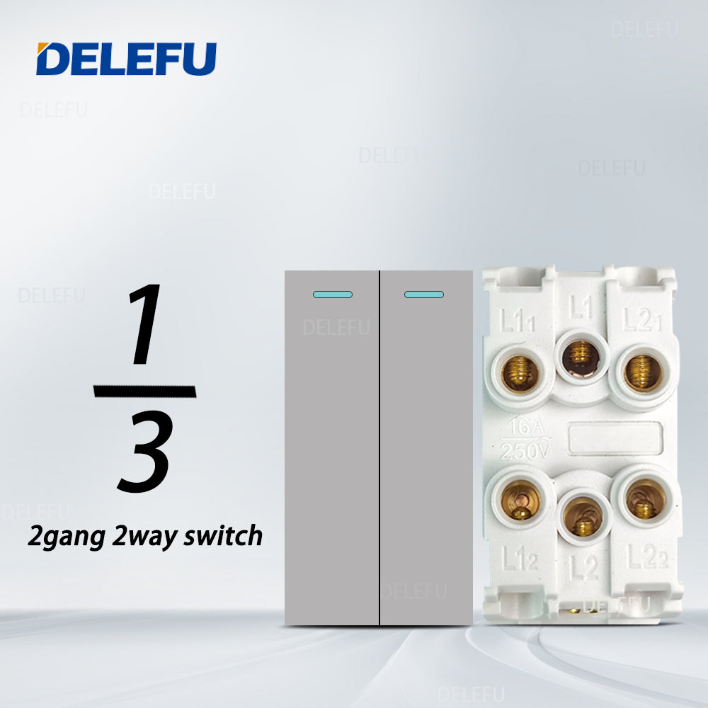 DELEFU Brasil 10A 20A Padrão Combinação Livre Cinza 118mm * 72mm DIY Switch CAT6 Computador TV Telefone Satélite Tomada de Parede