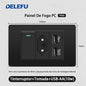 DELEFU À Prova De Fogo PC Brasil Soquete Padrão Duplo USB Tipo-c Interruptor 4 * 2 Preto 10A 20A