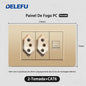 DELEFU À Prova De Fogo PC Brasil Soquete Padrão Duplo USB Tipo-c Interruptor 4 * 2 Ouro 10A 20A